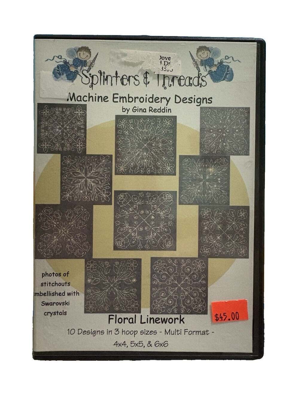 Splinters and Threads Machine Embroidery Design CD Floral Linework Gina Reddin